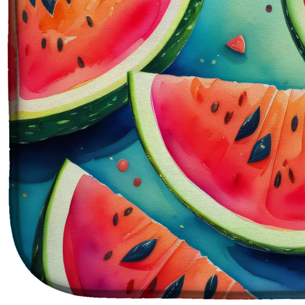Colorful Watermelons Dish Drying Mat Absorbent Dish Drying Mat Pad for Kitchen Counter Dish Drainer Mat for Countertop, 14 x 21", Multicolor