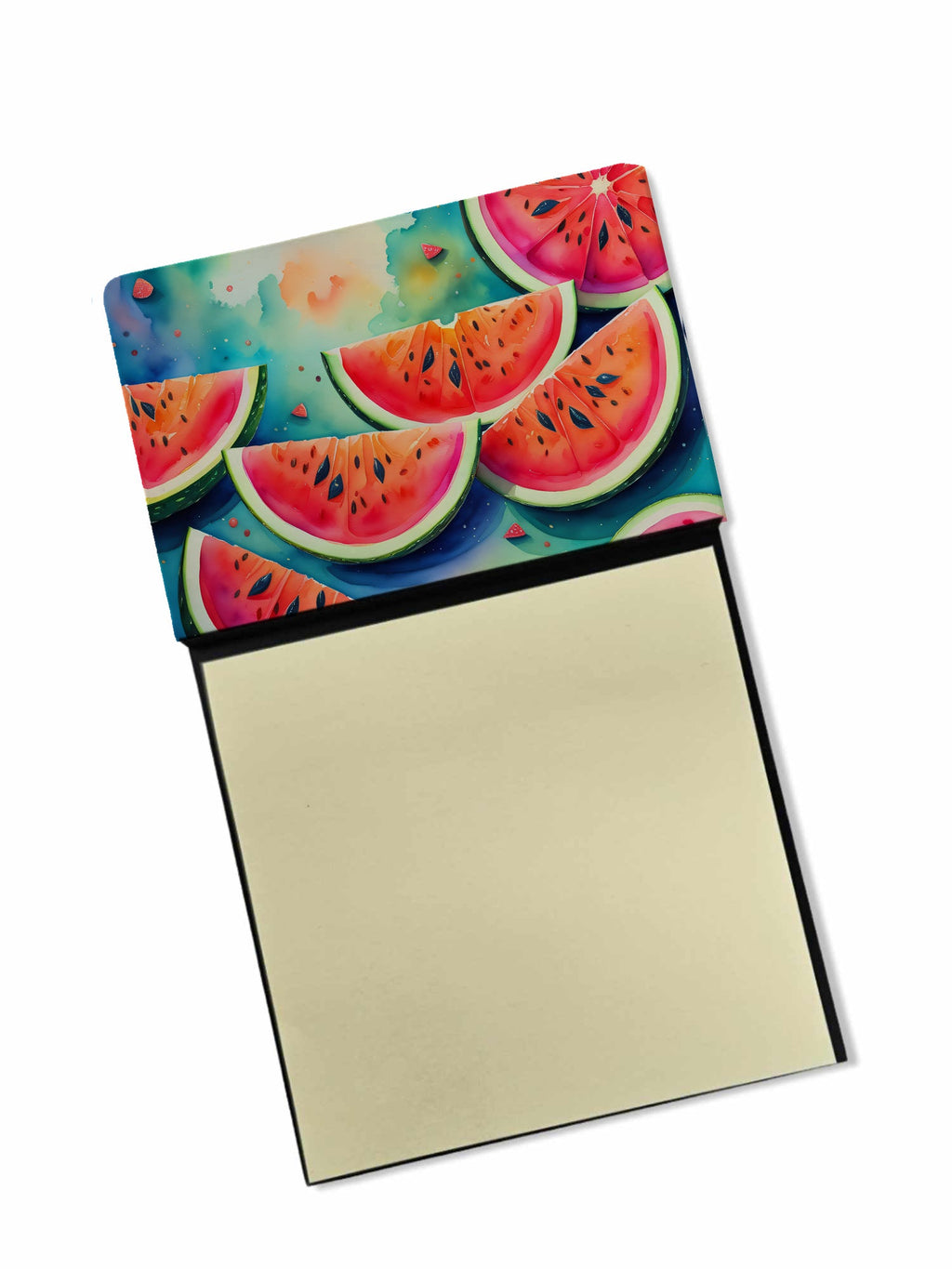 Colorful Watermelons Watercolor Sticky Note Holder Refillable Dispenser Desk Accessory 3x3 Pad Gift