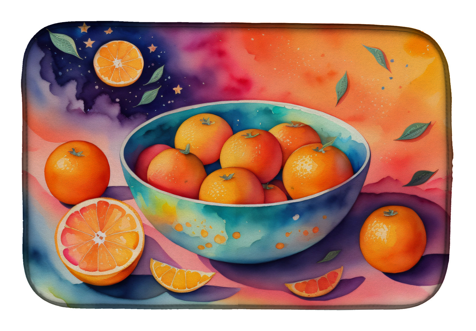 Colorful Oranges Dish Drying Mat Absorbent Dish Drying Mat Pad for Kitchen Counter Dish Drainer Mat for Countertop, 14 x 21", Multicolor