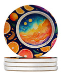 Colorful Oranges Large Sandstone Coasters Pack of 4 Absorbent Round Coasters Decor Gifts for Men or Women, 4 in, Multicolor