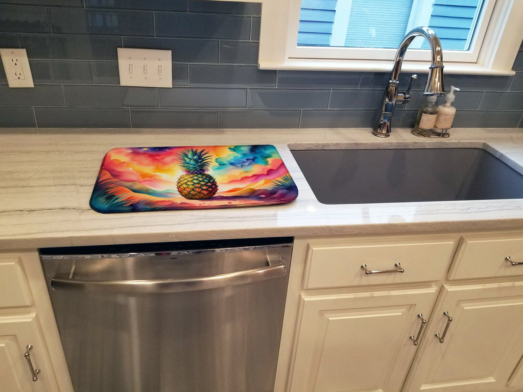 Colorful Pineapple Dish Drying Mat Absorbent Dish Drying Mat Pad for Kitchen Counter Dish Drainer Mat for Countertop, 14 x 21", Multicolor
