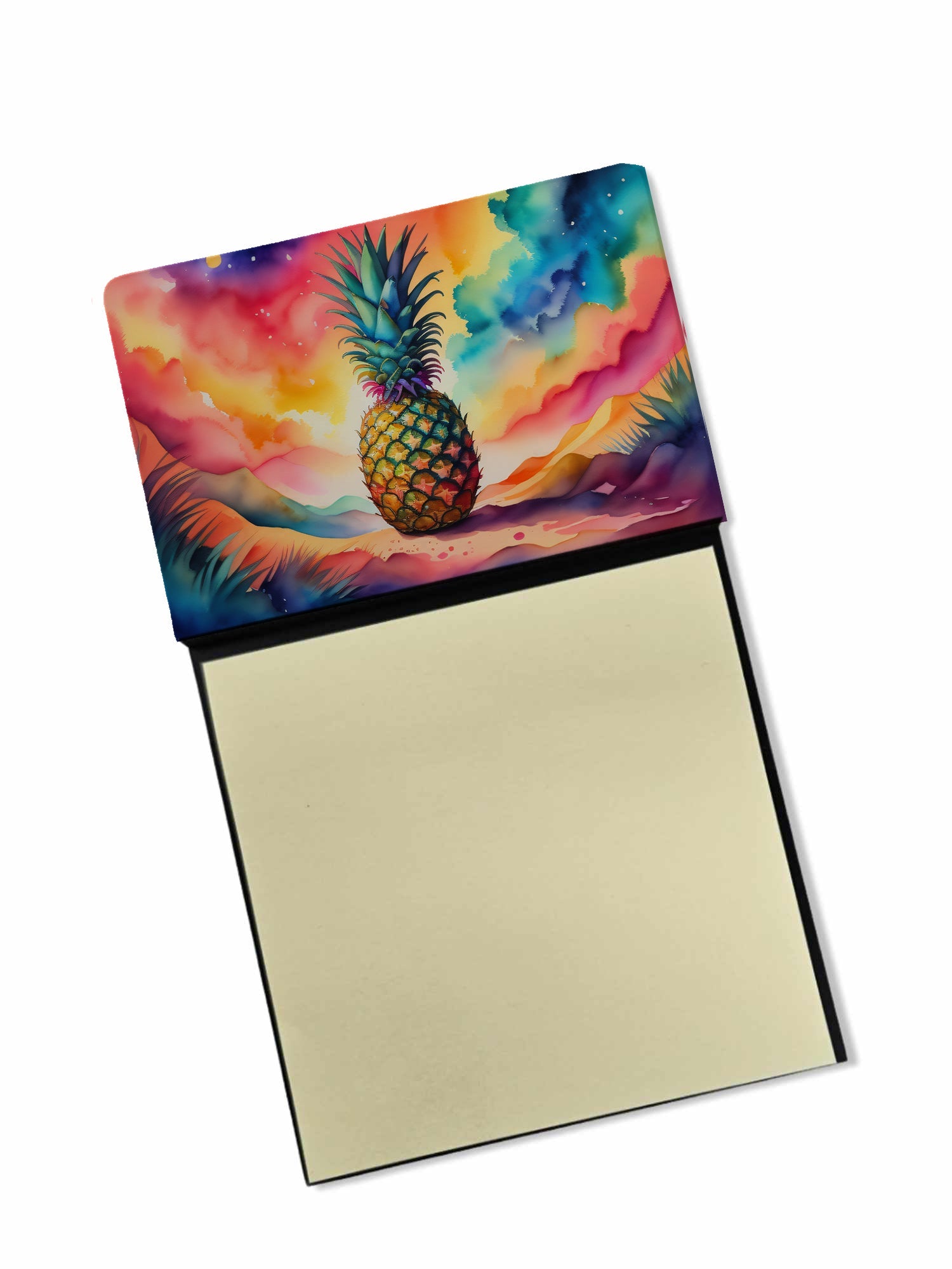 Colorful Pineapple Watercolor Sticky Note Holder Refillable Dispenser Desk Accessory 3x3 Pad Gift