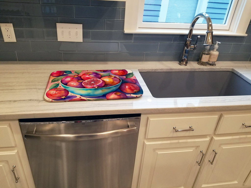 Colorful Pomegranates Dish Drying Mat Absorbent Dish Drying Mat Pad for Kitchen Counter Dish Drainer Mat for Countertop, 14 x 21", Multicolor