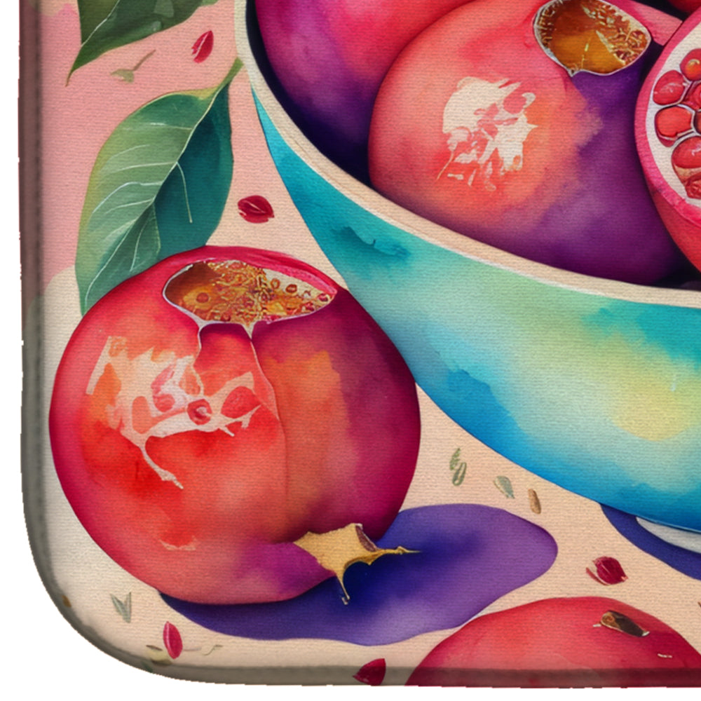 Colorful Pomegranates Dish Drying Mat Absorbent Dish Drying Mat Pad for Kitchen Counter Dish Drainer Mat for Countertop, 14 x 21", Multicolor