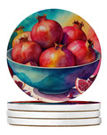 Colorful Pomegranates Large Sandstone Coasters Pack of 4 Absorbent Round Coasters Decor Gifts for Men or Women, 4 in, Multicolor