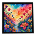 Colorful Alstroemerias Framed Metal Print Bathroom, Kitchen, Office, Home Decor Wall Art Ready to Hang, Square, 8X8