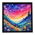 Colorful Campanula Framed Metal Print Bathroom, Kitchen, Office, Home Decor Wall Art Ready to Hang, Square, 8X8