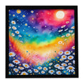 Colorful Daisies Framed Metal Print Bathroom, Kitchen, Office, Home Decor Wall Art Ready to Hang, Square, 8X8