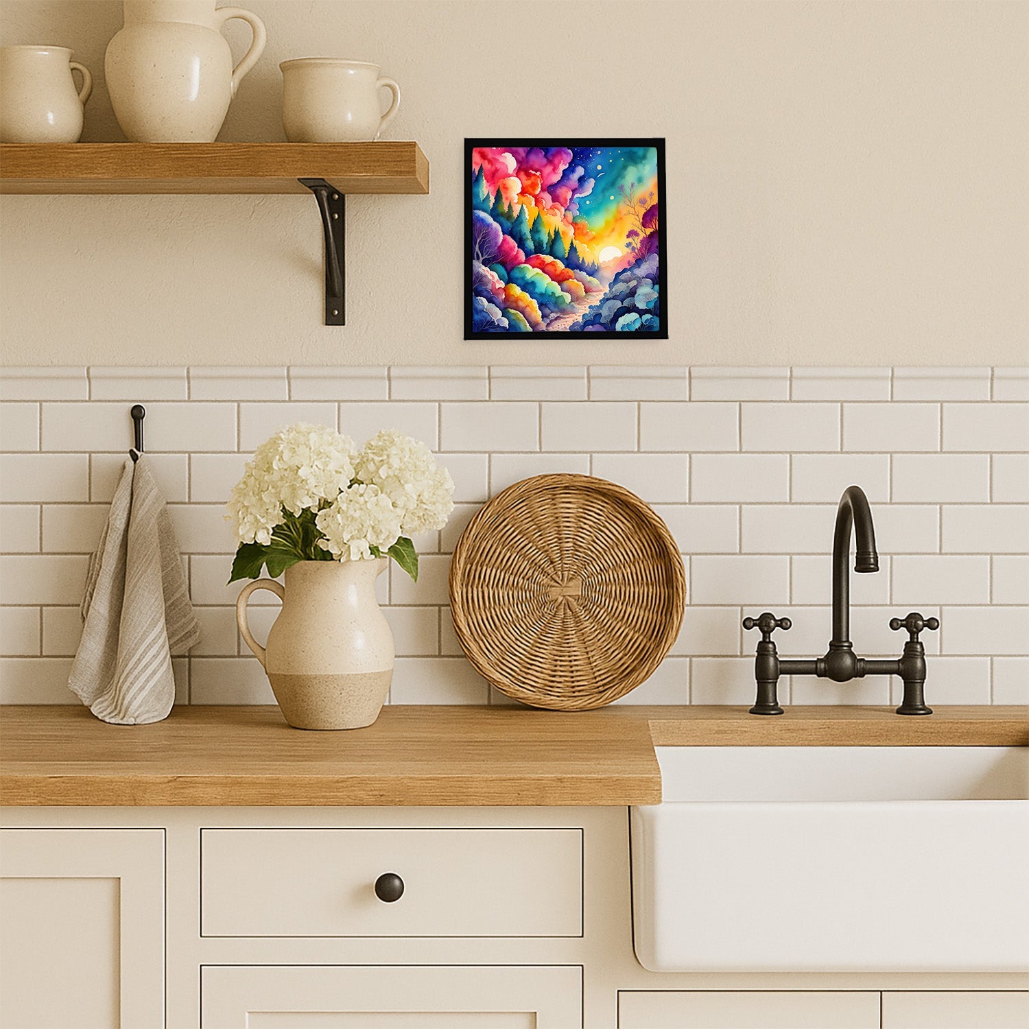 Colorful Dusty Miller Framed Metal Print Bathroom, Kitchen, Office, Home Decor Wall Art Ready to Hang, Square, 8X8