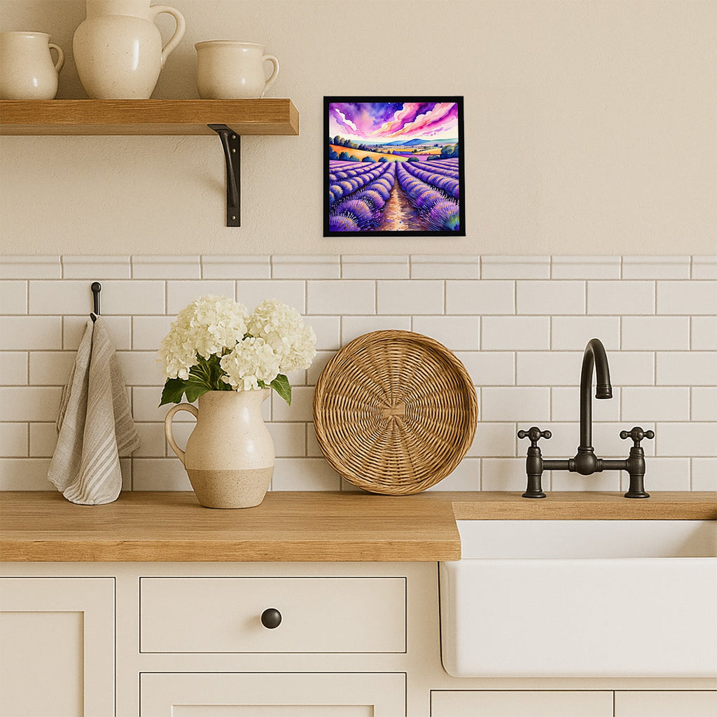 Colorful English Lavender Framed Metal Print Bathroom, Kitchen, Office, Home Decor Wall Art Ready to Hang, Square, 8X8