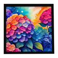 Colorful Hydrangeas Framed Metal Print Bathroom, Kitchen, Office, Home Decor Wall Art Ready to Hang, Square, 8X8