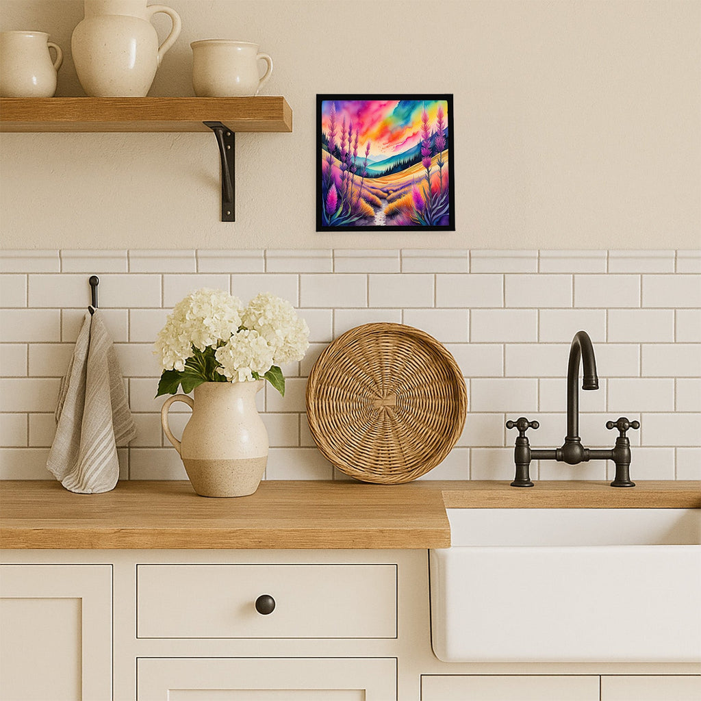 Colorful Liatris Framed Metal Print Bathroom, Kitchen, Office, Home Decor Wall Art Ready to Hang, Square, 8X8