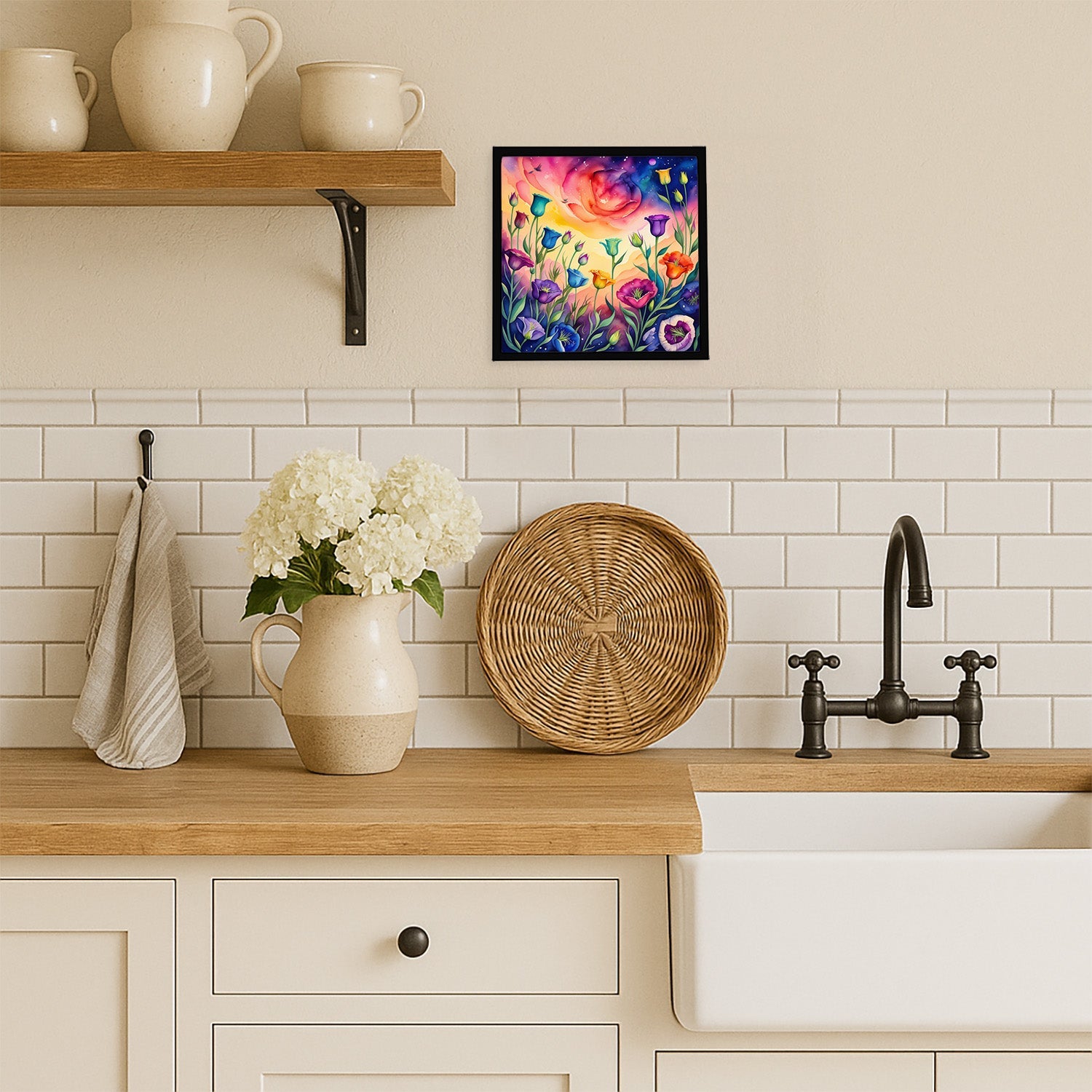 Colorful Lisianthus Framed Metal Print Bathroom, Kitchen, Office, Home Decor Wall Art Ready to Hang, Square, 8X8