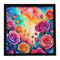 Colorful Roses Framed Metal Print Bathroom, Kitchen, Office, Home Decor Wall Art Ready to Hang, Square, 8X8
