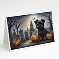 Affenpinscher Spooky Halloween Greeting Cards Pack of 8 Blank Cards with Envelopes Whimsical A7 Size 5x7