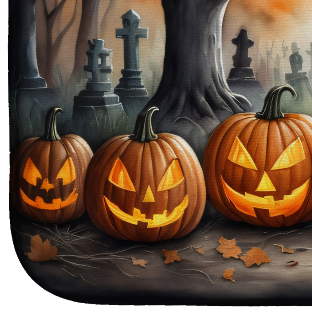 Affenpinscher Spooky Halloween Dish Drying Mat Absorbent Dish Drying Mat Pad for Kitchen Counter Dish Drainer Mat for Countertop, 14 x 21", Multicolor