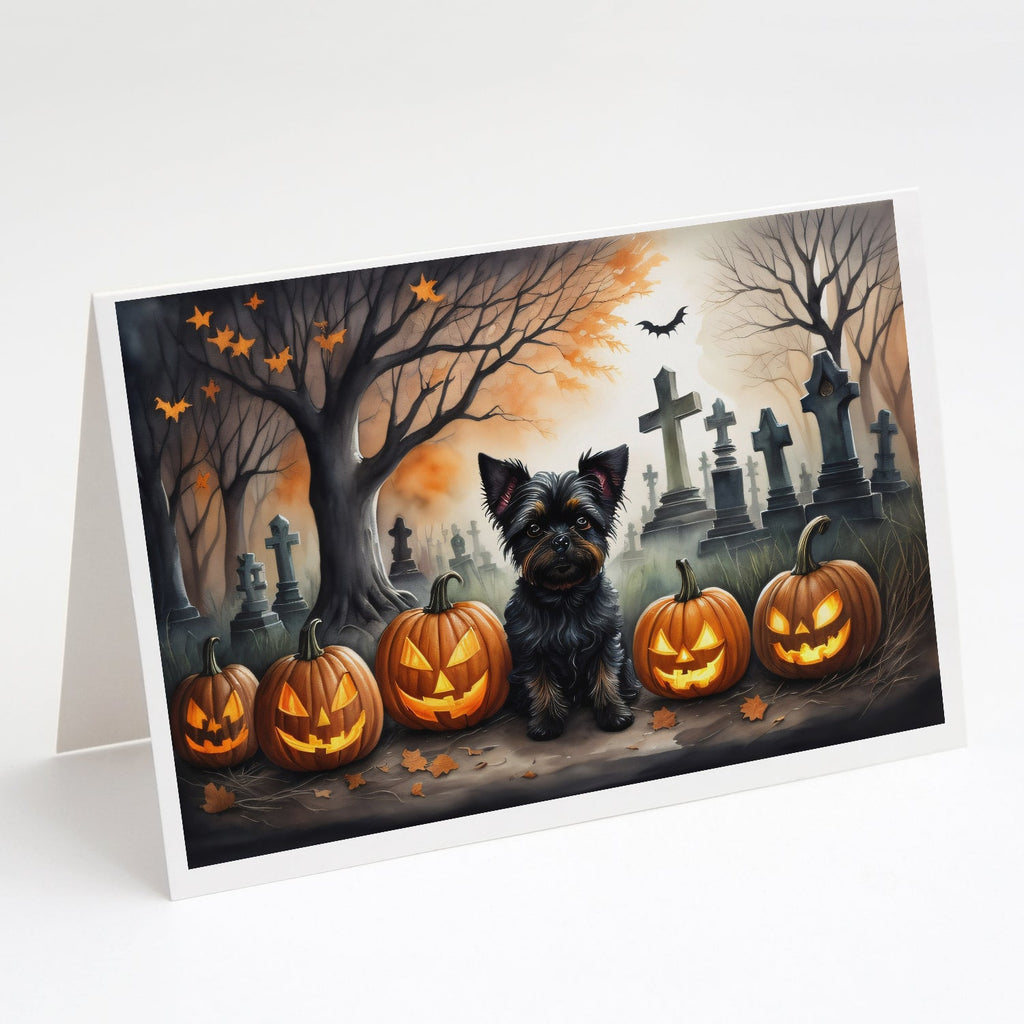 Affenpinscher Spooky Halloween Greeting Cards Pack of 8 Blank Cards with Envelopes Whimsical A7 Size 5x7