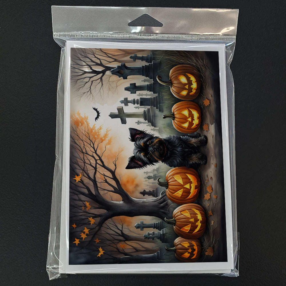 Affenpinscher Spooky Halloween Greeting Cards Pack of 8 Blank Cards with Envelopes Whimsical A7 Size 5x7