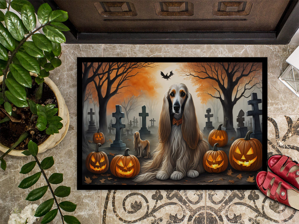 Afghan Hound Spooky Halloween Doormat Indoor Outdoor 24H X 36W Front Door Mat Rugs for Entryway, Non Slip Washable Low Pile,