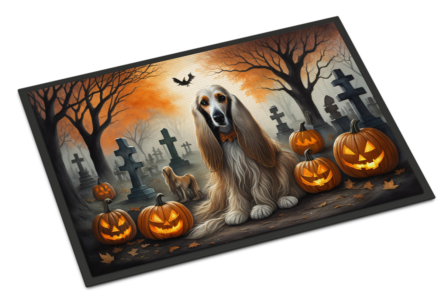 Afghan Hound Spooky Halloween Doormat Indoor Outdoor 24H X 36W Front Door Mat Rugs for Entryway, Non Slip Washable Low Pile,