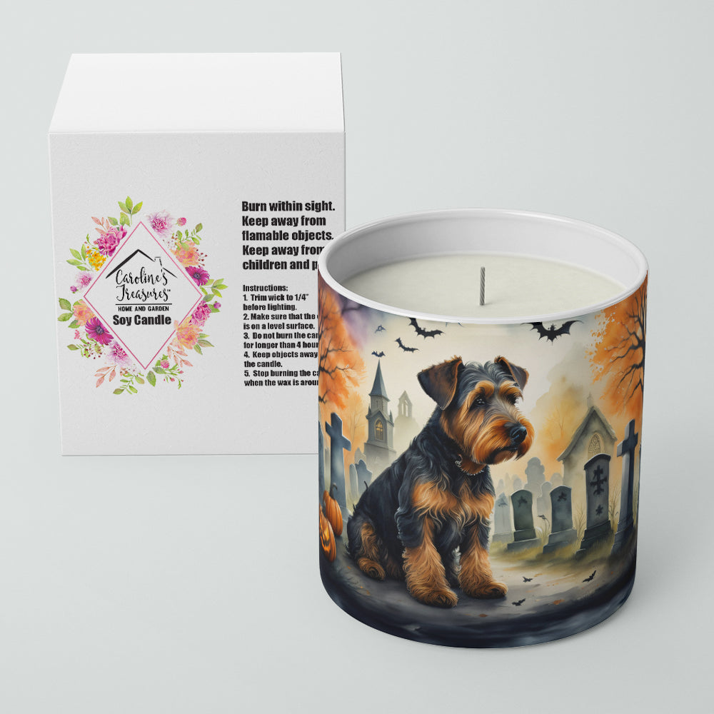 Airedale Terrier Spooky Halloween Decorative Soy Candle Nature Soy Wax Essential Oil Home Decor Ideal for Bedroom Kitchen Bath Office Gift, 10 oz
