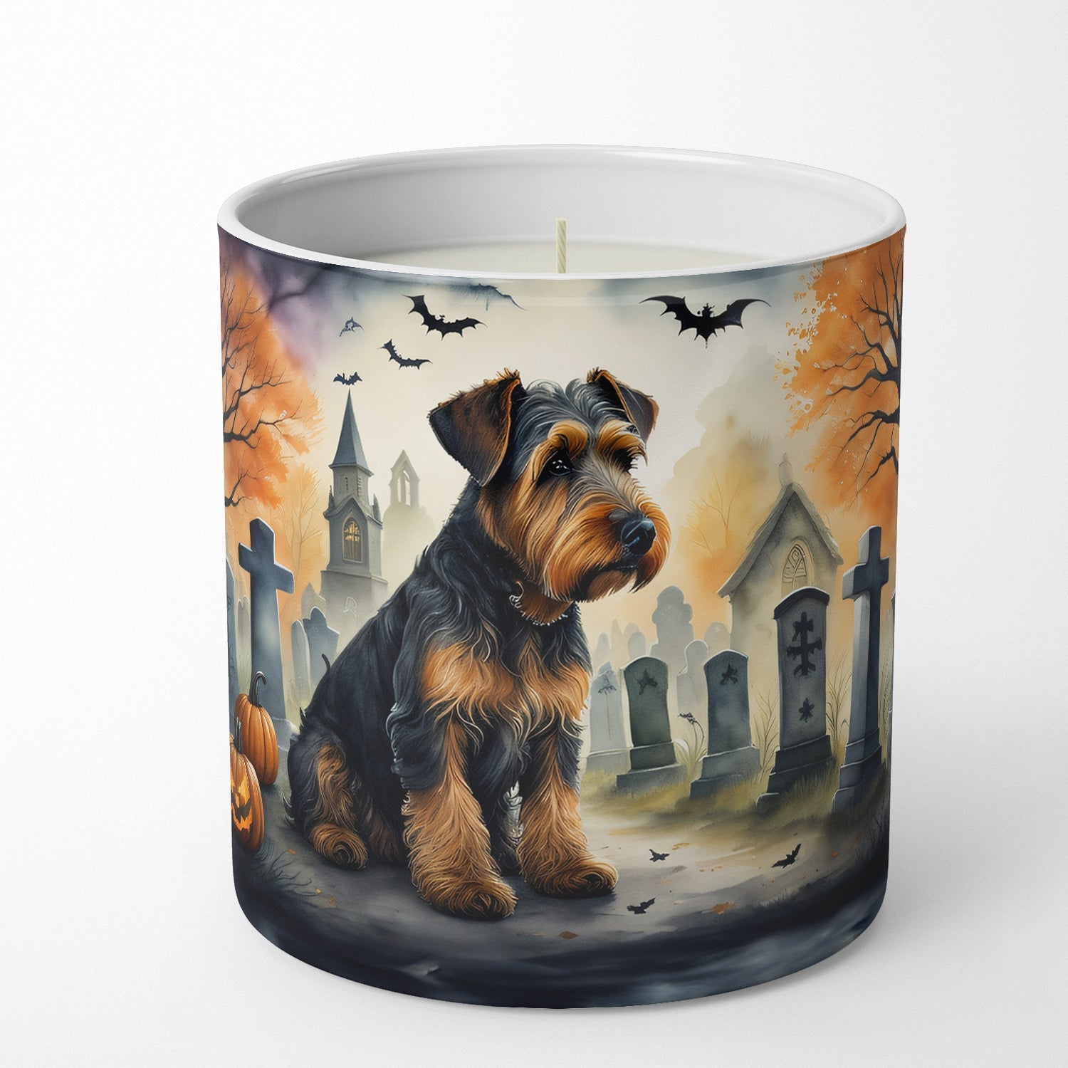 Airedale Terrier Spooky Halloween Decorative Soy Candle Nature Soy Wax Essential Oil Home Decor Ideal for Bedroom Kitchen Bath Office Gift, 10 oz