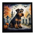 Airedale Terrier Spooky Halloween Framed Metal Print Bathroom, Kitchen, Office, Home Decor Wall Art Ready to Hang, Square, 8X8