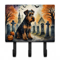 Airedale Terrier Spooky Halloween Leash or Key Holder Wall Hooks, Coat Rack Wall Mount, for Hanging Keys, Towels, Aprons, Leashes