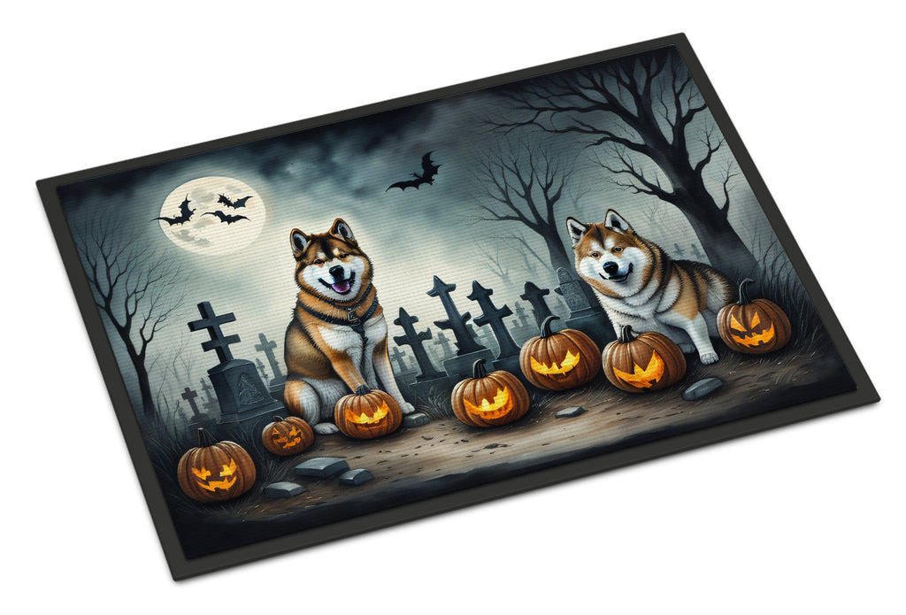 Akita Spooky Halloween Doormat Indoor Outdoor 24H X 36W Front Door Mat Rugs for Entryway, Non Slip Washable Low Pile,