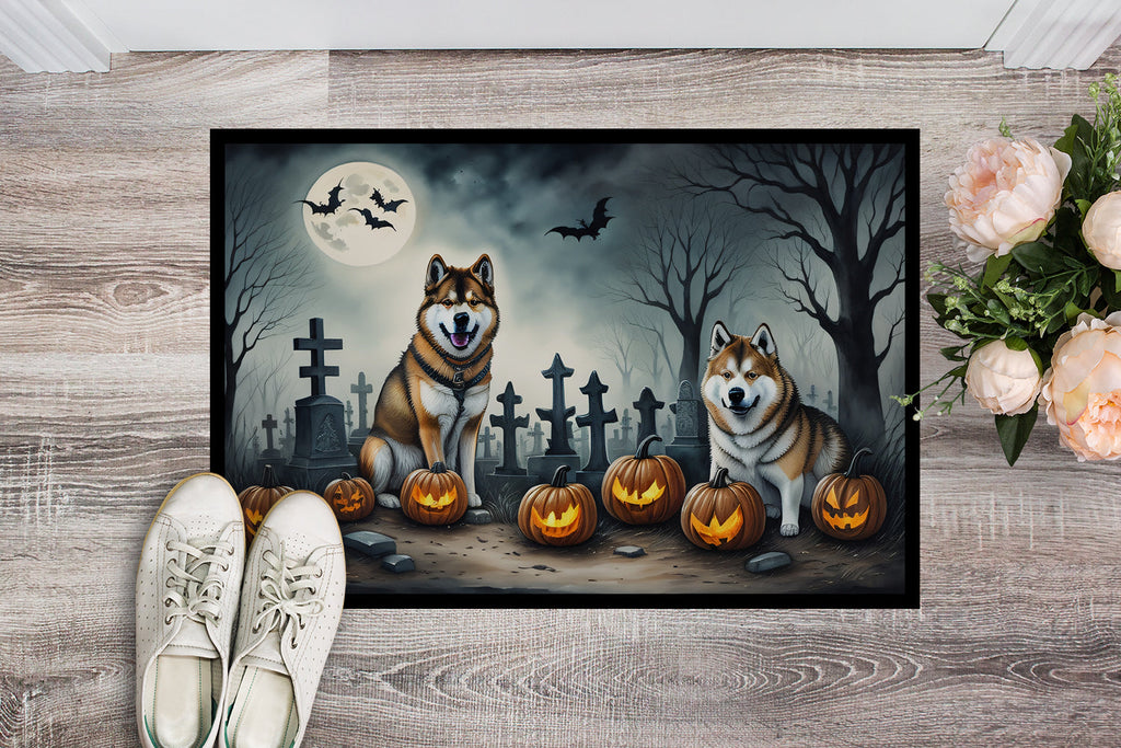 Akita Spooky Halloween Doormat Indoor Outdoor 18H X 27W Front Door Mat Rugs for Entryway, Non Slip Washable
