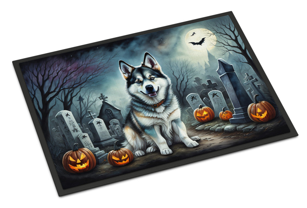 Alaskan Malamute Spooky Halloween Doormat Indoor Outdoor 18H X 27W Front Door Mat Rugs for Entryway, Non Slip Washable