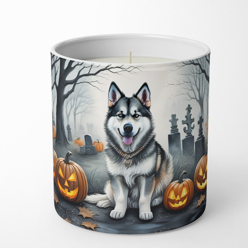 Alaskan Malamute Spooky Halloween Decorative Soy Candle Nature Soy Wax Essential Oil Home Decor Ideal for Bedroom Kitchen Bath Office Gift, 10 oz