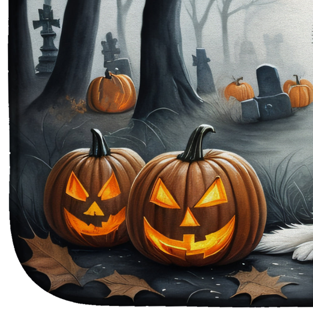 Alaskan Malamute Spooky Halloween Dish Drying Mat Absorbent Dish Drying Mat Pad for Kitchen Counter Dish Drainer Mat for Countertop, 14 x 21", Multicolor