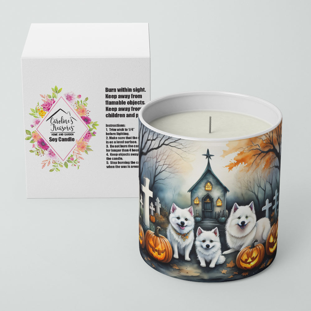 American Eskimo Spooky Halloween Decorative Soy Candle Nature Soy Wax Essential Oil Home Decor Ideal for Bedroom Kitchen Bath Office Gift, 10 oz