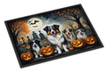 Australian Shepherd Spooky Halloween Doormat Indoor Outdoor 18H X 27W Front Door Mat Rugs for Entryway, Non Slip Washable