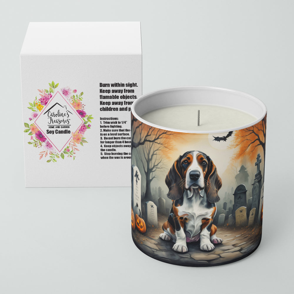 Basset Hound Spooky Halloween Decorative Soy Candle Nature Soy Wax Essential Oil Home Decor Ideal for Bedroom Kitchen Bath Office Gift, 10 oz