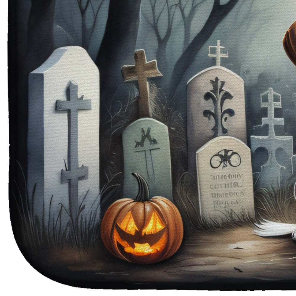 Beagle Spooky Halloween Dish Drying Mat Absorbent Dish Drying Mat Pad for Kitchen Counter Dish Drainer Mat for Countertop, 14 x 21", Multicolor