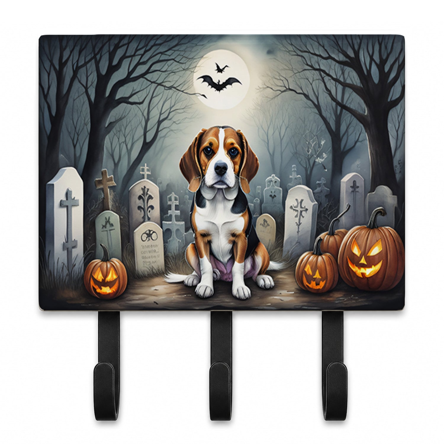 Beagle Spooky Halloween Leash or Key Holder Wall Hooks, Coat Rack Wall Mount, for Hanging Keys, Towels, Aprons, Leashes