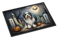 Bearded Collie Spooky Halloween Doormat Indoor Outdoor 18H X 27W Front Door Mat Rugs for Entryway, Non Slip Washable