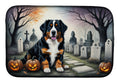 Bernese Mountain Dog Spooky Halloween Dish Drying Mat Absorbent Dish Drying Mat Pad for Kitchen Counter Dish Drainer Mat for Countertop, 14 x 21", Multicolor