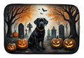 Black Labrador Retriever Spooky Halloween Dish Drying Mat Absorbent Dish Drying Mat Pad for Kitchen Counter Dish Drainer Mat for Countertop, 14 x 21", Multicolor