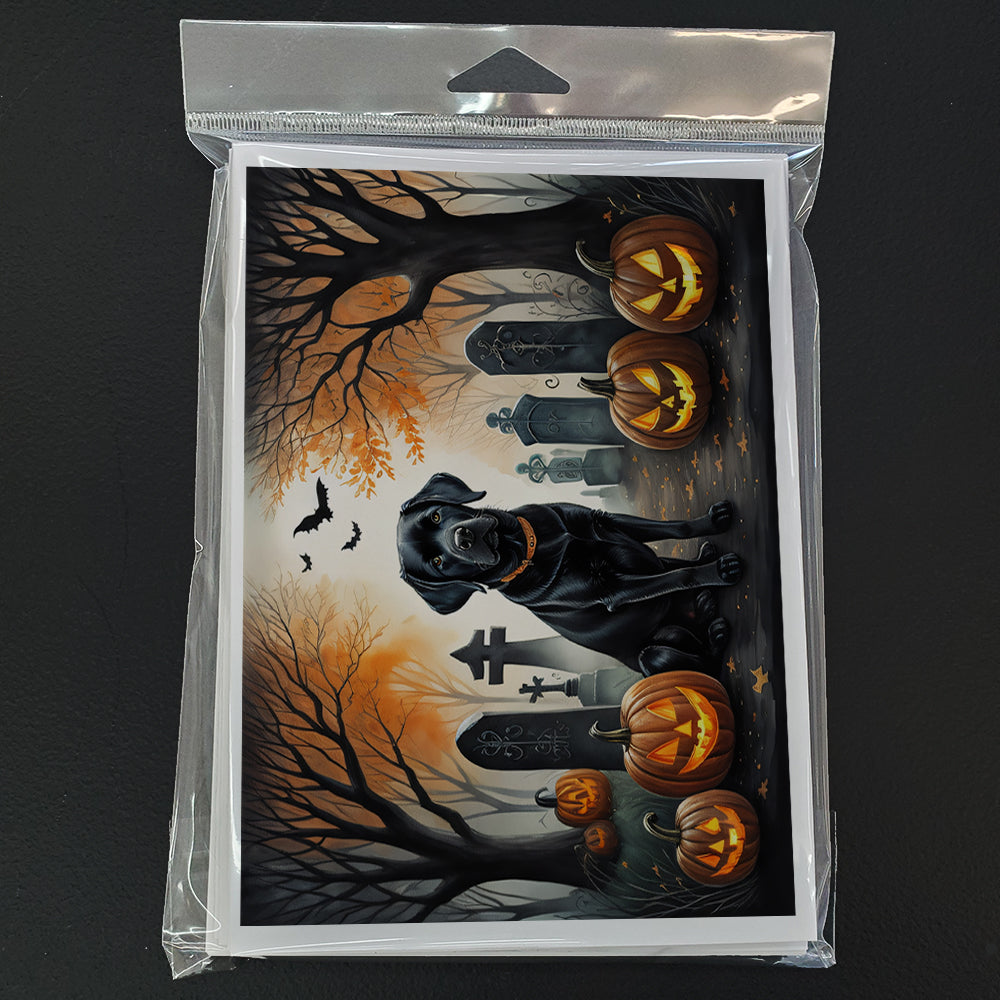 Black Labrador Retriever Spooky Halloween Greeting Cards Pack of 8 Blank Cards with Envelopes Whimsical A7 Size 5x7