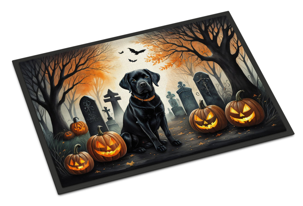 Black Labrador Retriever Spooky Halloween Doormat Indoor Outdoor 18H X 27W Front Door Mat Rugs for Entryway, Non Slip Washable