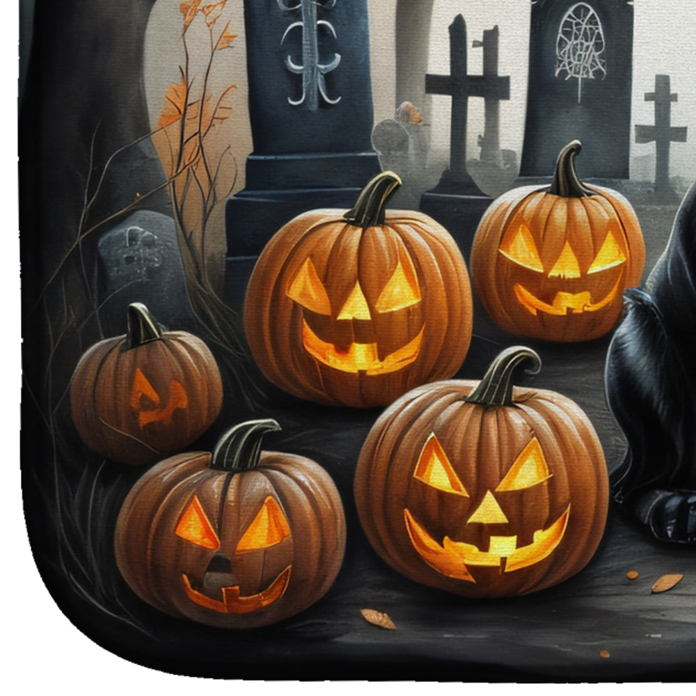 Black Labrador Retriever Spooky Halloween Dish Drying Mat Absorbent Dish Drying Mat Pad for Kitchen Counter Dish Drainer Mat for Countertop, 14 x 21", Multicolor