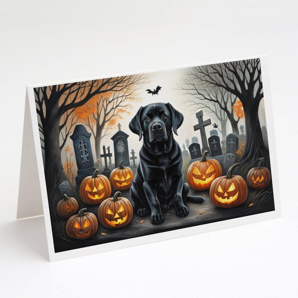 Black Labrador Retriever Spooky Halloween Greeting Cards Pack of 8 Blank Cards with Envelopes Whimsical A7 Size 5x7