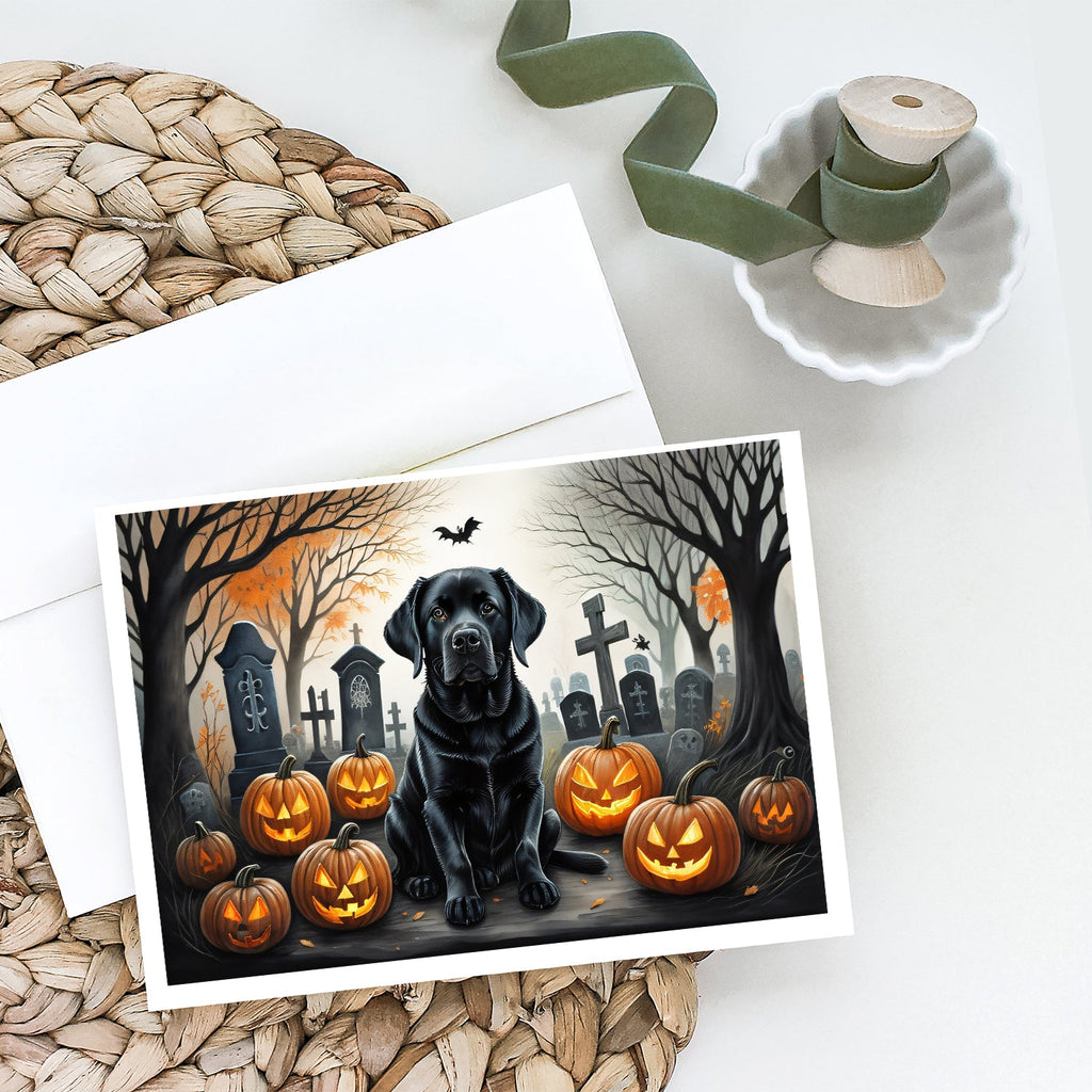 Black Labrador Retriever Spooky Halloween Greeting Cards Pack of 8 Blank Cards with Envelopes Whimsical A7 Size 5x7