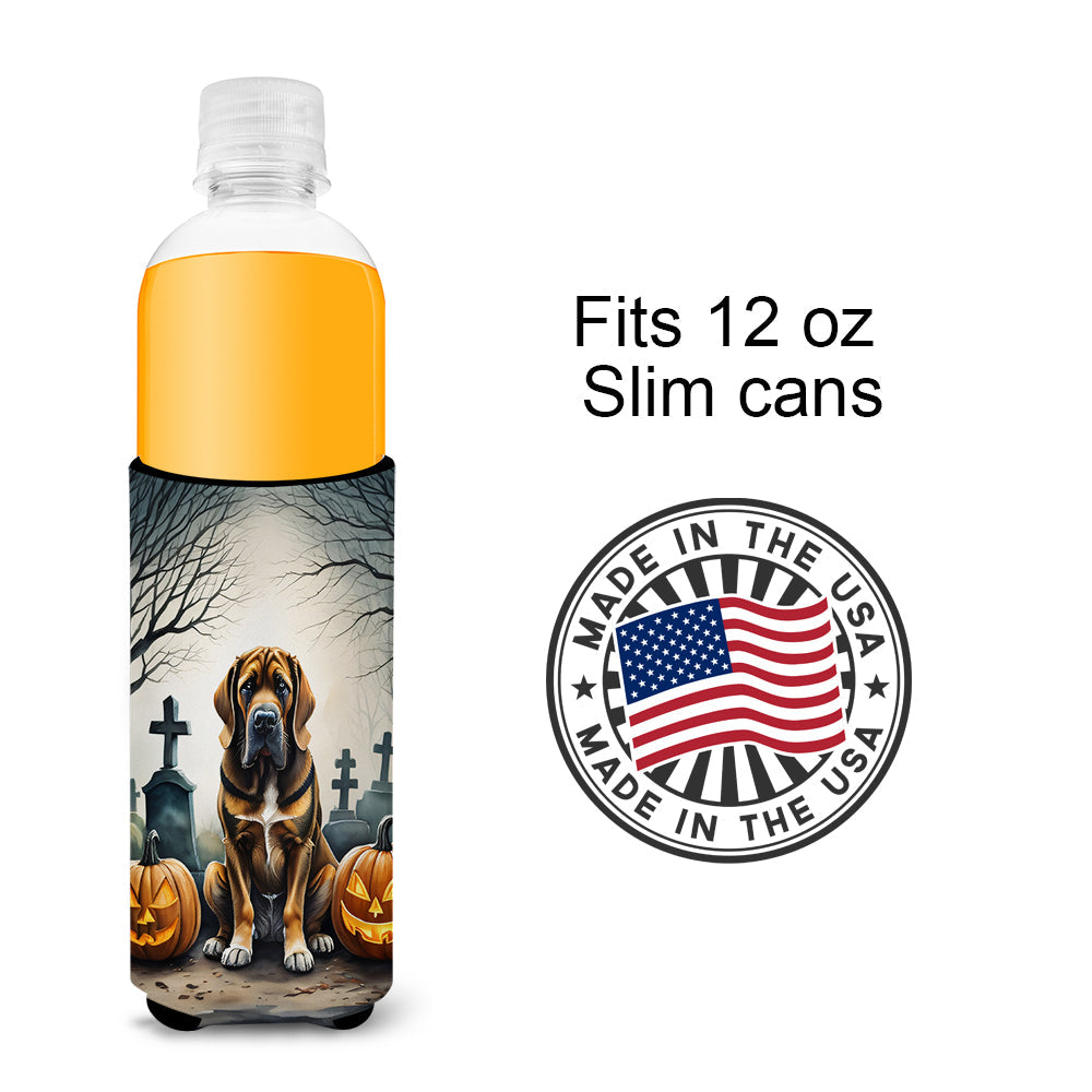 Bloodhound Spooky Halloween Slim Can Hugger , Insulated Foam Hugger for 12 oz Slim Cans, Beer Bottles & Water Bottles, Printed in USA