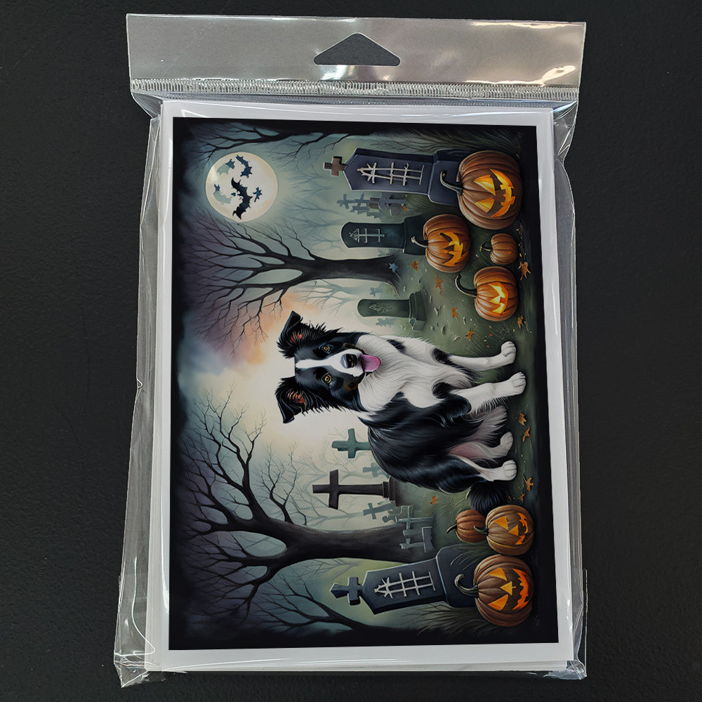 Border Collie Spooky Halloween Greeting Cards Pack of 8 Blank Cards with Envelopes Whimsical A7 Size 5x7