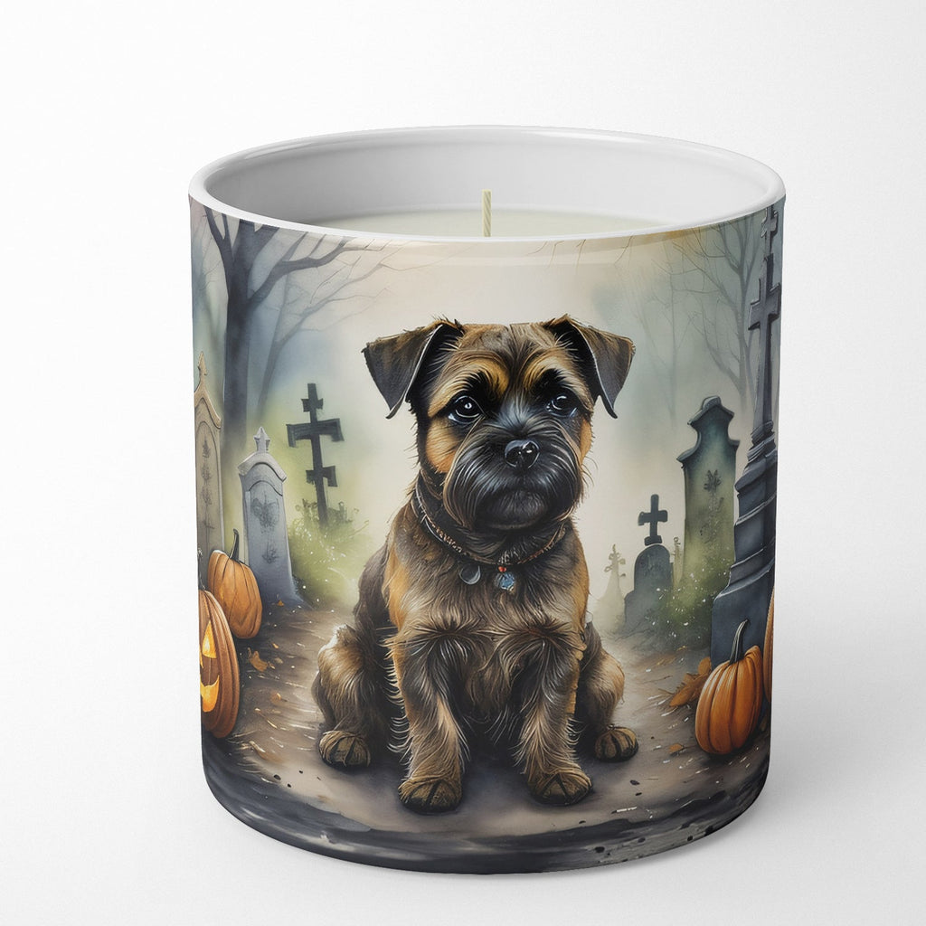 Border Terrier Spooky Halloween Decorative Soy Candle Nature Soy Wax Essential Oil Home Decor Ideal for Bedroom Kitchen Bath Office Gift, 10 oz