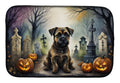 Border Terrier Spooky Halloween Dish Drying Mat Absorbent Dish Drying Mat Pad for Kitchen Counter Dish Drainer Mat for Countertop, 14 x 21", Multicolor